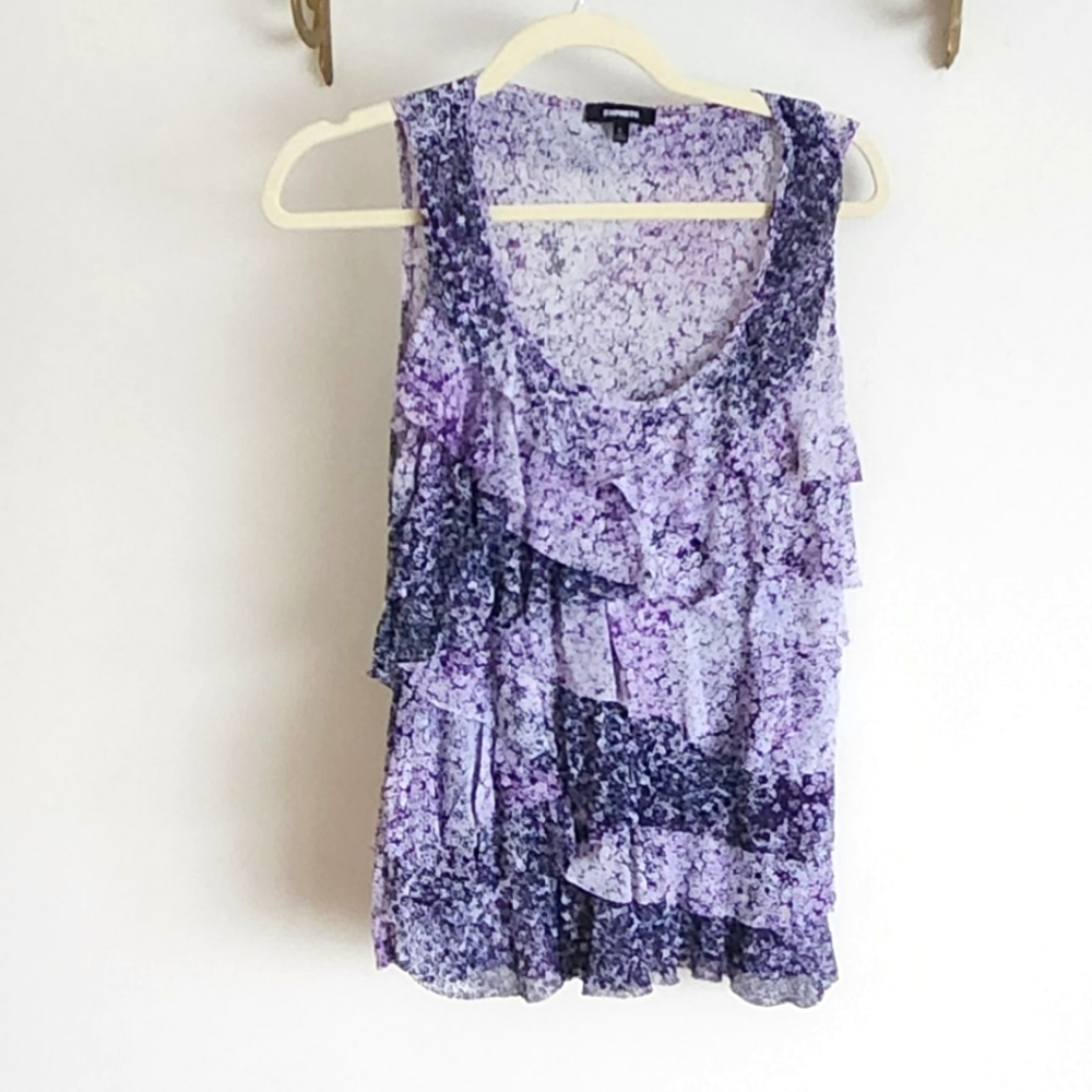 Express Vneck Ruffle Tank
